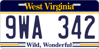 WV license plate 9WA342
