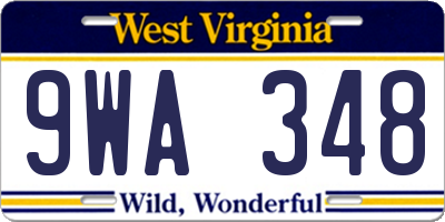 WV license plate 9WA348