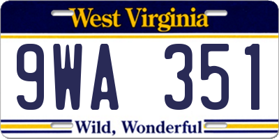 WV license plate 9WA351