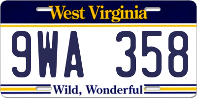 WV license plate 9WA358