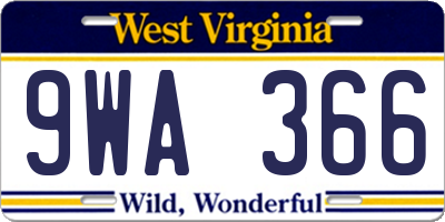 WV license plate 9WA366