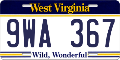 WV license plate 9WA367