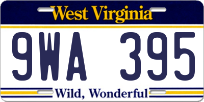 WV license plate 9WA395