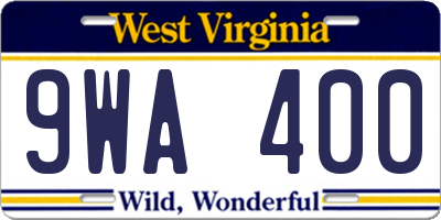 WV license plate 9WA400