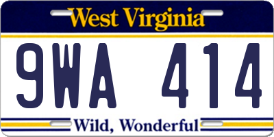 WV license plate 9WA414