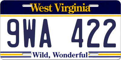 WV license plate 9WA422