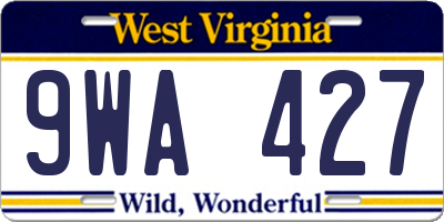 WV license plate 9WA427