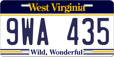 WV license plate 9WA435