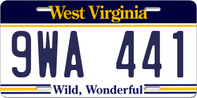 WV license plate 9WA441
