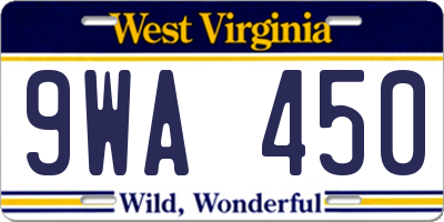 WV license plate 9WA450