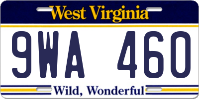 WV license plate 9WA460