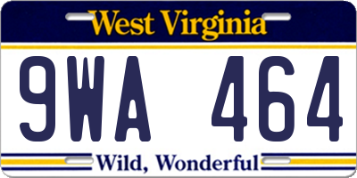 WV license plate 9WA464