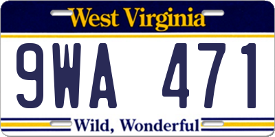 WV license plate 9WA471