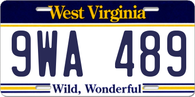 WV license plate 9WA489