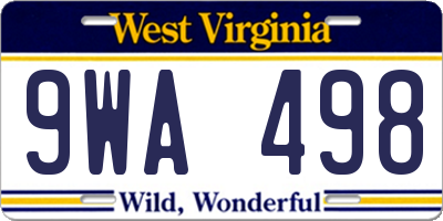 WV license plate 9WA498