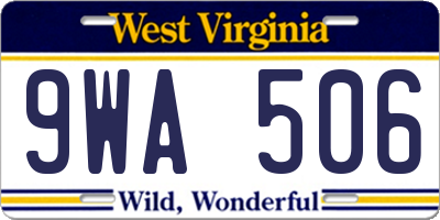 WV license plate 9WA506