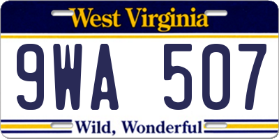 WV license plate 9WA507