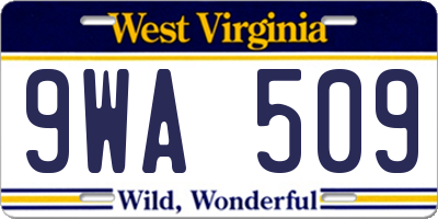 WV license plate 9WA509