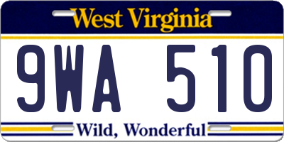 WV license plate 9WA510