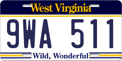WV license plate 9WA511