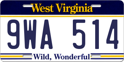 WV license plate 9WA514