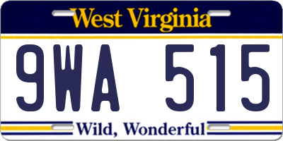WV license plate 9WA515