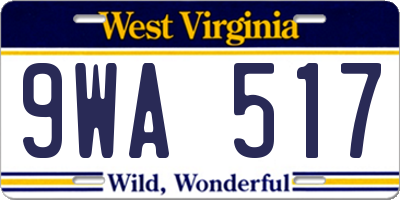 WV license plate 9WA517