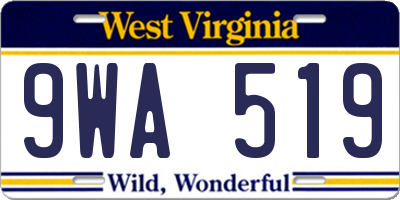 WV license plate 9WA519