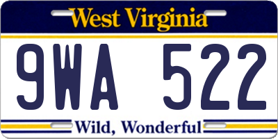 WV license plate 9WA522