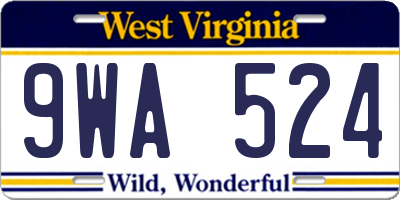 WV license plate 9WA524
