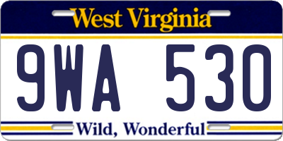 WV license plate 9WA530