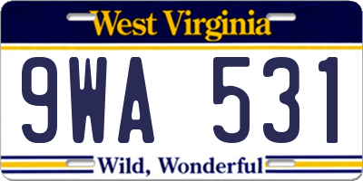 WV license plate 9WA531