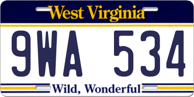 WV license plate 9WA534