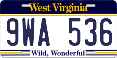 WV license plate 9WA536