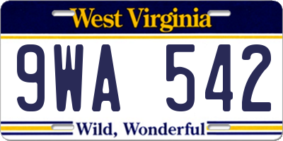 WV license plate 9WA542