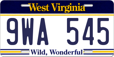 WV license plate 9WA545