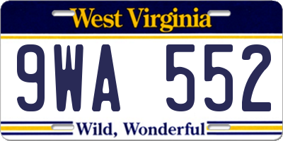 WV license plate 9WA552