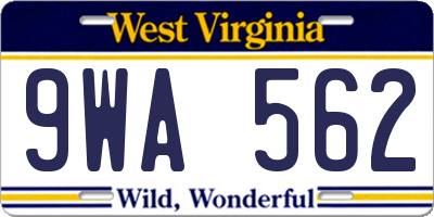 WV license plate 9WA562