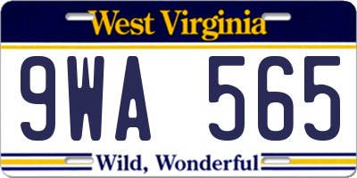 WV license plate 9WA565