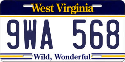 WV license plate 9WA568