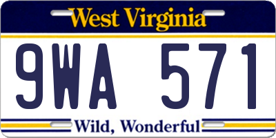 WV license plate 9WA571