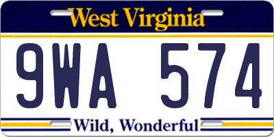 WV license plate 9WA574