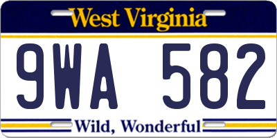 WV license plate 9WA582