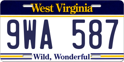 WV license plate 9WA587
