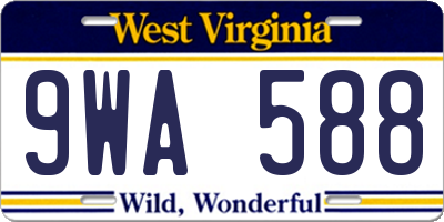 WV license plate 9WA588