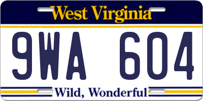 WV license plate 9WA604