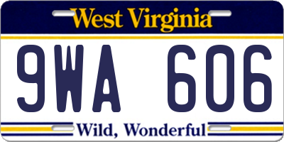 WV license plate 9WA606