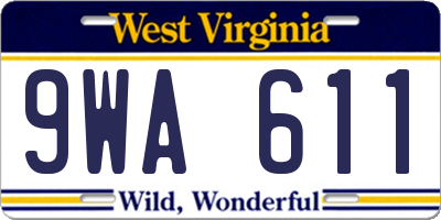 WV license plate 9WA611