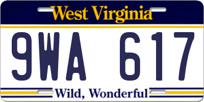 WV license plate 9WA617
