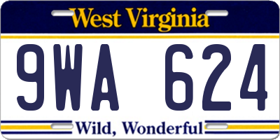 WV license plate 9WA624